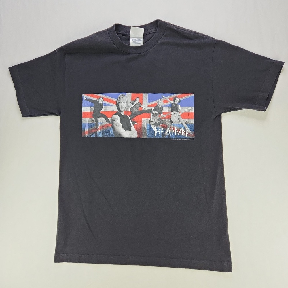 Def Leppard Band T-Shirt 2002‎ Union Jack Graphic Rock Music Tee Men's Medium
